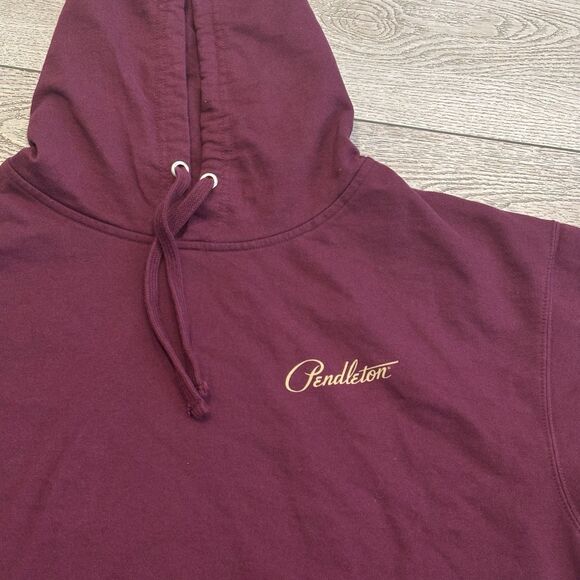 Pendleton Hoodie Mens XL Maroon Graphic Buffalo Print Sweater Southwest - Picture 3 of 7